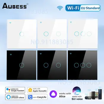 Aubess WiFi Smart Touch Prepínač EÚ Bezdrôtové Diaľkové Stenu Prepne Ovládanie Hlasom Senzor Svetla LED Panel Pre HomeKit Alexa Google