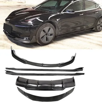 Auto Telo Súpravy Pre Tesla Model 3 2015-2019 Predný Nárazník Pery Zadný Spojler, Difúzor Štiepačky Strane Sukne, Súpravy Z Uhlíkových Vlákien