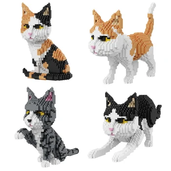 Balody Roztomilý Kreslený Mačka Zvierat Stavebné Bloky Tvorivé Diamond Black Cat Pet Model Tehly Vzdelávacie Hračky Pre Deti, Dievča Dary
