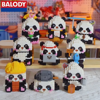 BALODY stavebné bloky Čínska panda model pohode ozdoby kawaii detské hračky, dekorácie interiéru Vianočný darček k narodeninám