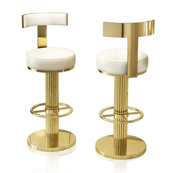 Bar Stoličky Domov Vysoký Nordic Luxusné Kovové Zlato Velvet Kuchyňa Kožené Vysoké Moderné Barové Stoličky