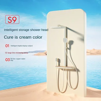 Biela Šedá Kúpeľňa so Sprchou Celý Set GunGrey Vaňou, Sprchovacím kútom Dažďa pod tlakom Digitálny LED Sprcha Sady Hot Studená Sprcha Batérie