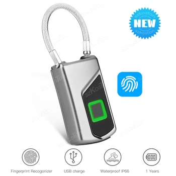 Biometrický snímač Odtlačkov Zámky Nepremokavé Elektronický Zámok USB Nabíjateľné Visiaci zámok Proti krádeži Keyless Odomknúť Zabezpečenia Ochrany
