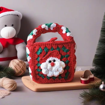 Deti Na Vianoce, Santa Claus Candy Bag, Ručné Háčkovanie Spojka Taška Mobilný Telefón Vak Mini Kabelka