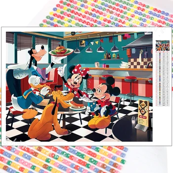 Diamond Maľovanie Karikatúra Disney Mickey Minnie Goofy Kuchyňa 5D DIY Cross Stitch Výšivky Mozaiky Plné Námestie Ručné Kolo