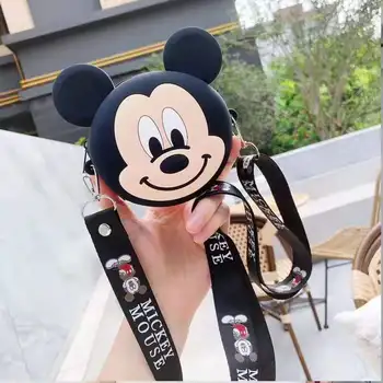 Disney Mickey Minnie Medvedík Steh mince kabelku dámy cartoon ramenný Messenger taška roztomilý karty silikónové malý úložný vak kabelku