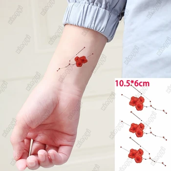 Dočasné Tetovanie pre Ženy Malý Červený Kvet Súhvezdí anglický List Tetovanie Nálepky Telo Rameno Art Tatto Deti Mužov Nepremokavé