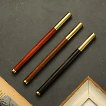 Drevo Telo Gélové Pero Vintage Papiernictvo Rýchle sušenie Guľôčkové Pero 0,5 mm Čierny Atrament Podpis Pero Darček