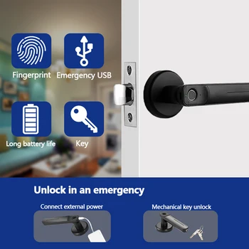 Elektronický Kľúč Smart Lock Zámky Dverí Biometrický Snímač Odtlačkov Smart Lock Rukoväť S Kľúčom Pre Spálne Hotel Byt Office