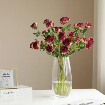 Európska Retro 3 Jazýčkov, Umelé Ruže Domáce Dekorácie, Dekoratívne Vázy Tabuľka Kvet Usporiadanie