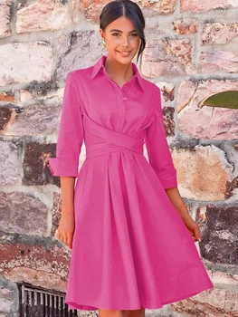 Európske a Americké dámske elegantné šaty 2023 jeseň výbušné krajky-up middress farbou