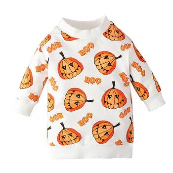 Halloween Girl Blúzka Dieťa T-shirt Tekvica Tlač Dlhý Rukáv Chlapec Mikina Jeseň Deti Tepláková súprava Bežné Detské Oblečenie Dieťa A634