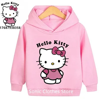 Hello Kitty Mikina S Kapucňou Deti Mikina Kawaii Nové Sanrio Pulóver Módne Anime Karikatúry Ležérne Oblečenie Dievčatá Chlapec Deti Teplý Začiatok
