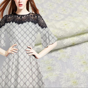 High-end Žakárové Biela Brocade Textílie Módne Priehľadná Organza Dámske Svadobné Dizajnér Oblečenie Handričkou o Meter