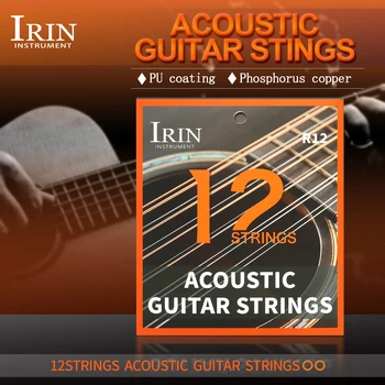 IRIN R12 12-string Ľudovej Gitarové Struny v Phosphor Bronzu s PU Povlak na Akustickú Gitaru Reťazce Ľudovej Gitarové Príslušenstvo Diely