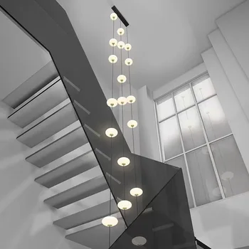 Led schodisko luster moderná obývacia izba luster visí dizajnér Villa duplex budovy osvetlenie oválne string podkroví prívesok
