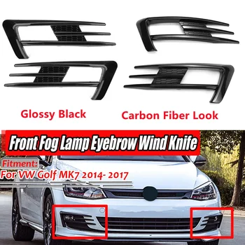 Lesklá Čierna/Carbon Look Hmlové Svietidlo Mriežka Kryt Výbava Pre VW Golf 7 MK7 2014-2017 Predný Nárazník Hmlové Svetlo Lampy Obočie Vietor Nôž