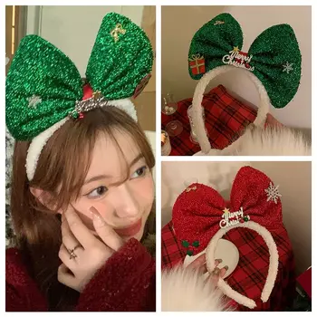 Lesklé Bowknot Vlasy Hoop Trendy Plyšové Snowflower Vianočné Hlavový Most Kórejský Štýl Pokrývku Hlavy Vianočné Hairband Dievčatá