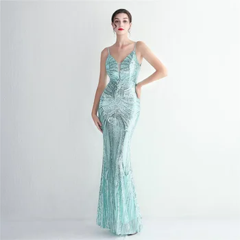 Luxusná Elegantná Móda Malá Morská Víla Dizajn Dlho Ženy Šaty Sequin Narodeniny Svadobný Hosť Večera Bridesmaid, Špeciálne Akcie Chic