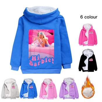 MINISO Barbie Film Zips Hrubý Kabát pre Chlapcov a Dievčatá Zimný Kabát Vianočné Najlepší Darček, aký Malý Cottons Deti Zimné 2024