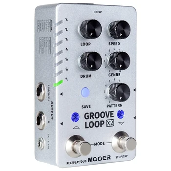 Mooer Groove Slučky X2 Stereo Gitara Looper S 14 Uložiť Sloty Bicie Automat Pedál 121 Rôzne Bicie 10 Minút Kapacita Na Trati