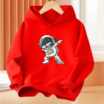 Móda Chlapci Hoodies Dabbing Astronaut zábavné dizajn, tlač bavlna Jar Jeseň Základný Náter hip hop Pulóver s kapucňou,