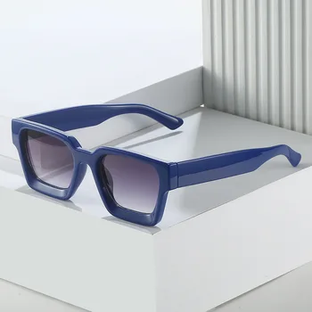 Módne Retro slnečné Okuliare Ženy Značky Dizajnér Námestie Slnečné Okuliare 2023 Odtiene UV400 Trend Okuliare Muži Čierne Modré Zrkadlo