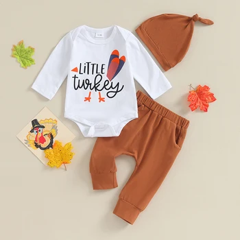 Môj Prvý Deň Vďakyvzdania Oblečenie Baby Boy Turecko Dlhý Rukáv Romper Turecko Nohavice, Klobúk Novorodenca Jeseň Oblečenie