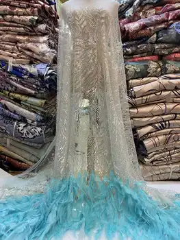 Môže Čipky Afriky 3D Pierko Čipky Textílie 2023 Vysoko Kvalitnej Čipky a Tylu Čipky Textílie S Flitrami Nigérijský Textílie, Čipky Na Šaty