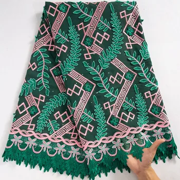 Najnovšie 3D Výšivky Bavlna Čipky Tkaniny Vysokej Kvality Afriky Čipky Textílie Nigérijský Čipky S Kamene Pre Ženy Party Šaty S3663