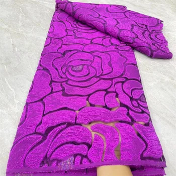 Najnovšie Nigérijský Čipky Textílie 2024 Strany Svadobné Šitie Vyšívané Oka 5 Metrov Ružová Kvalitné Francúzske Čistý Afriky Sequin Tylu