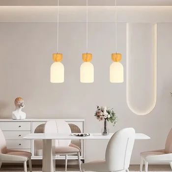 Nordic LED Sklenený Luster Jeden Vedúci/Multi Hlavu Japonský Denník Krém Sklenený Prívesok Svetlá Jedálne Cafe Bar B&B Home Decor