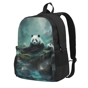 Panda Batoh Mystickej Ríše Mužov Polyester Camping Batohy Vzor Kawaii Školské Tašky Batoh