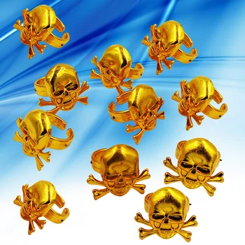 Pirát Krúžky Deti Pirát Ozdobné Krúžky Lebky Zlaté Krúžky Halloween Party Deti Výkonu Rekvizity (Zlatá)