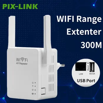 PIX ODKAZ 300Mbps WiFi Opakovač Extender Zosilňovač s USB Nabíjanie Signál Booster AP