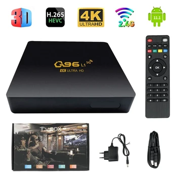 Q96 L1 TV Box Android 11.1 Amlogic S905L Quad Core 4G Wi-Fi HD 4K 3D 8GB 128GB H. 265 multimediálny prehrávač Smart TV Box Iptv