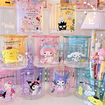 Sanrio Hello Kitty Kuromi Moje melódie úložný box cartoon kawaii transparentné otočná papiernictvo držiak na pero make-up štetec skladovanie
