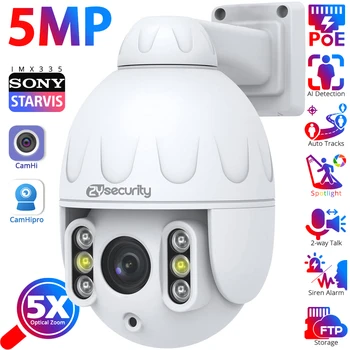 Sony 5MP 5X Optický Zoom PTZ PoE Kamery Vonkajšie Farebné Nočné Videnie Ľudských Zistiť Auto Skladby Dome IP Kamera CCTV Bezpečnostné Kamery