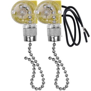 Stropný Ventilátor Light Switch Elán Ucho ZE-109 Dva-Wire Light Switch s Vytiahnuť Šnúry pre Stropné svietidlo Fanúšikov Žiarovky 2ks Strieborné