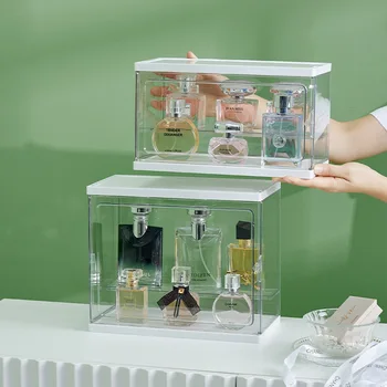 Transparentné Parfum Úložný Box Prachotesný Akryl Displej Kabinetu Svetlo Luxusné Jednoduché Toaletný Stolík Kozmetické Ploche Organizátor