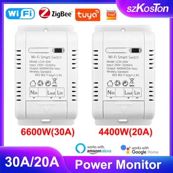 Tuya Zigbee 30A/20A, Wifi, Smart Switch Bezdrôtové Relé Modul Energie Monitorovanie Načasovanie Inteligentný Život Hlasové Ovládanie pre Alexa Google