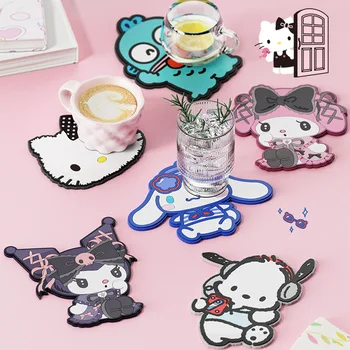 Tvorivosť Sanrio Hello Kitty Kuromi Mačka Tvarované Silikónové Pohár Mat Izolované Pad Príslušenstvo Anime Non-slip Káva, Čaj, Nápoje Rohože