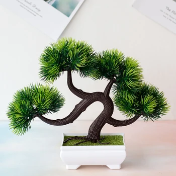 Umelé Rastliny Zasadiť Bonsai Zelená Malý Strom Rastliny Falošné Kvety, Črepníkové Ozdoby Na Domáce Záhradné Party Dekor Hotel Dekor
