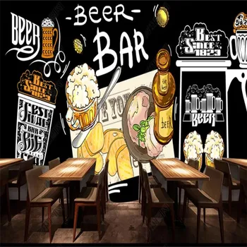 Vlastné Ručne maľované Tabuli Pivo Tému Reštaurácia 3D Foto Tapety Bar KTV Priemyselné Dekor Nástenné samolepiace Tapety